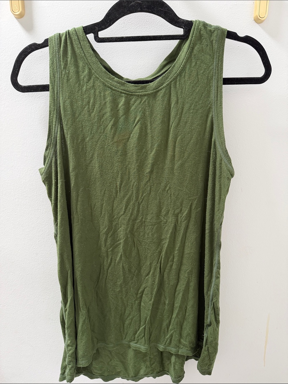 Sleeveless Workout Active Tank with Mesh Panel - Olive Green